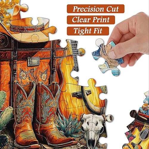 Miniatura 3 de PICKFORU Rompecabezas de plantas de cactus para adultos de 1000 piezas, rompecabezas de desiertos de vaquero de 1000 piezas de arte occidental,