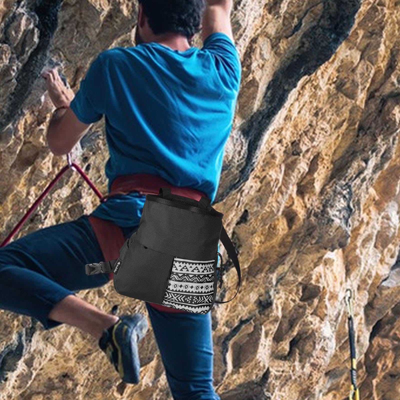 Generic Sacchetto per Magnesite Da Arrampicata, Cintura Regolabile, Custodia Multifunzionale per Attrezzatura Da Arrampicata, Trasporto