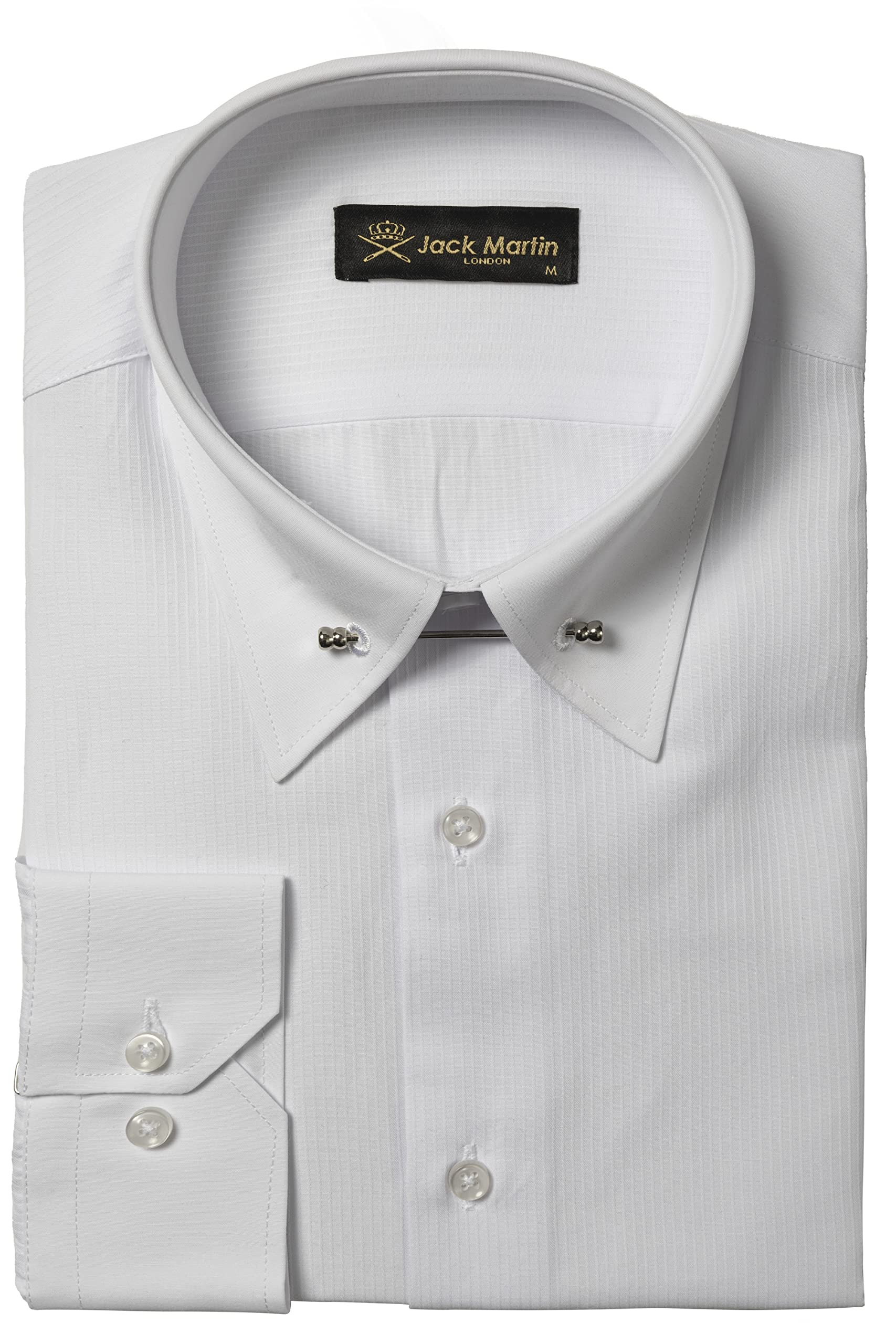 Pin Collar Formal Shirts for Adult Men | Mens Long Sleeve Dress Shirt with Collar Bar