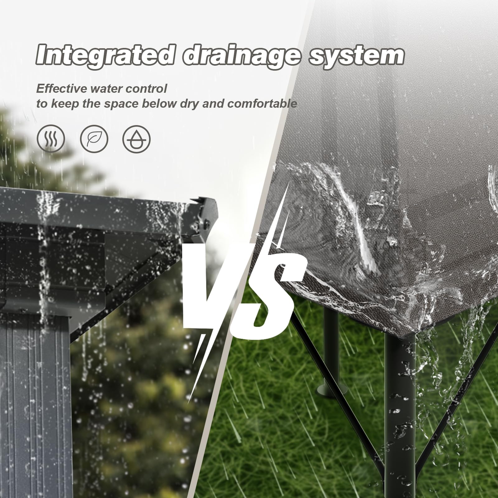 Devoko Tonnelle de Jardin 3x3m, Imperméable Deluxe Tonnelle, Tonnelle de Jardin Exterieur, Tonnelles à Cadre Métallique, Pergola Jardins Exterieur pour 4-6 Personnes, Gris