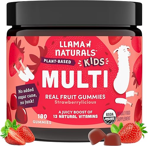 Miniatura 8 de Llama Naturals - Vitaminas en gomitas de fruta real para niños, sin caña de azúcar añadida, betacarotenos, multivitamínico de alimentos integrales