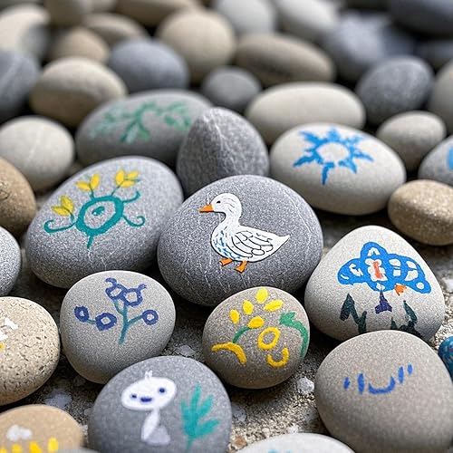 Miniatura 7 de MANCHAP 30 piezas de 2-3 pulgadas de pintura de rocas de río, piedras grandes de pintura de roca a granel, rocas planas de río para proyectos de