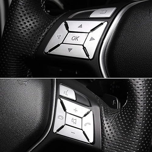 Miniatura 7 de Xotic Tech - Cubierta de botón de control lateral del conductor compatible con Mercedes Benz E C G GL GLA CLA CLS GLK SLK Class (plateado)