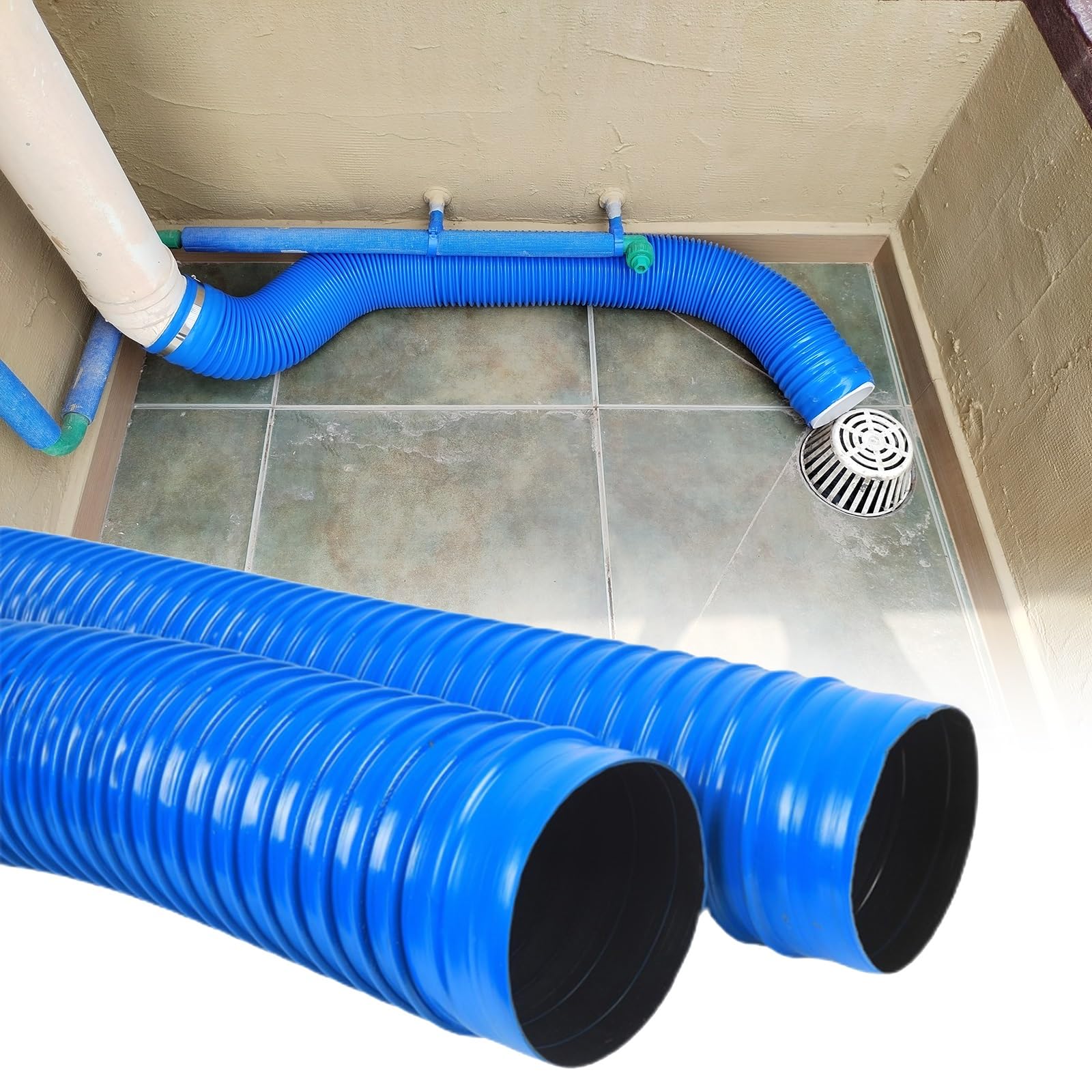 Manguera de drenaje de ventilación flexible para extracción de humos y escombros, escape y extensión de tubo descendente con abrazaderas