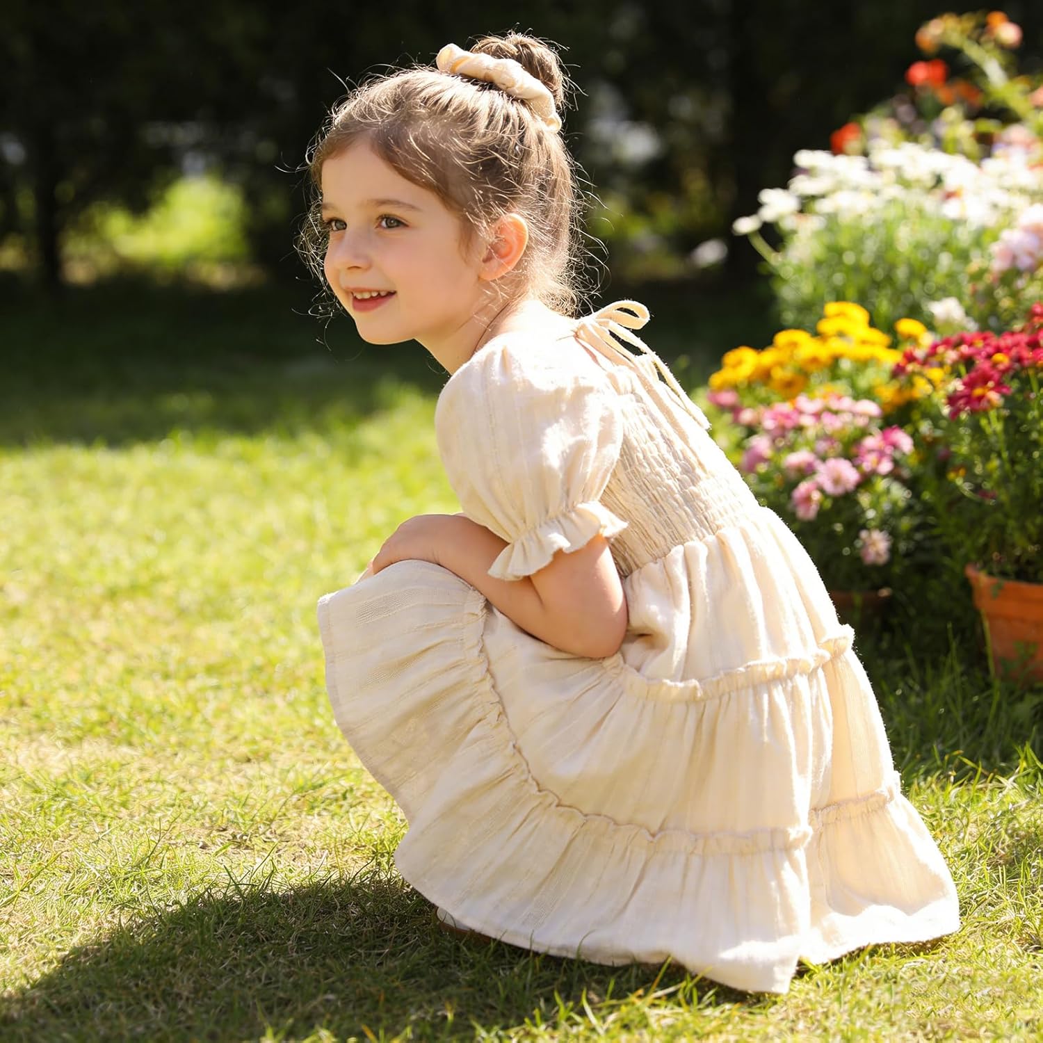 GRNSHTS Toddler Girl's Summer Sundress | Kids Short Sleeve Beach Dress with Matching Headband 2-6Y - Image 5