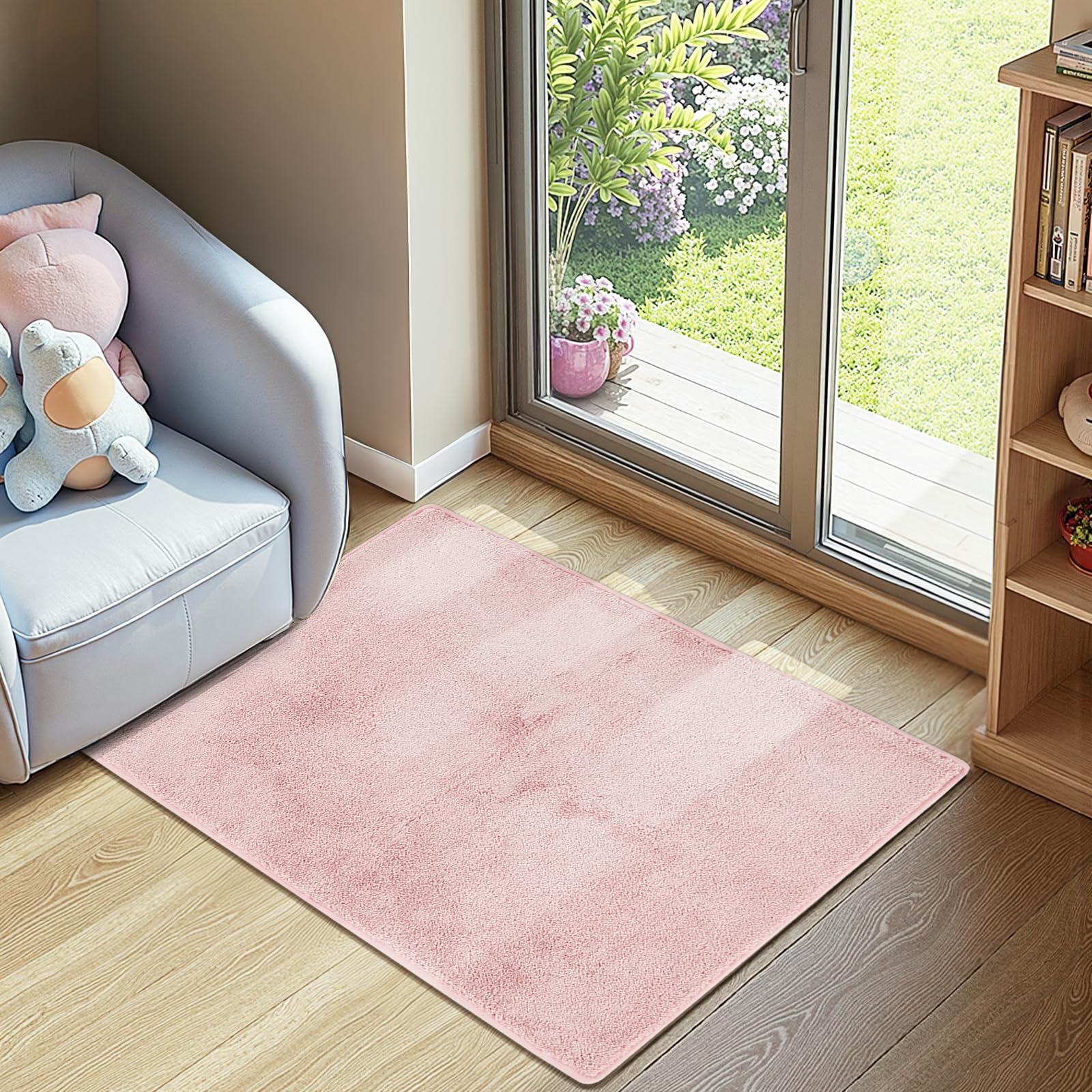 jinchan Solid Plush Area Rug 2x3 Performance Shaggy Washable Rug Indoor Entryway Doormat Soft Modern Faux Wool Cozy Non Slip Carpet for Living Room