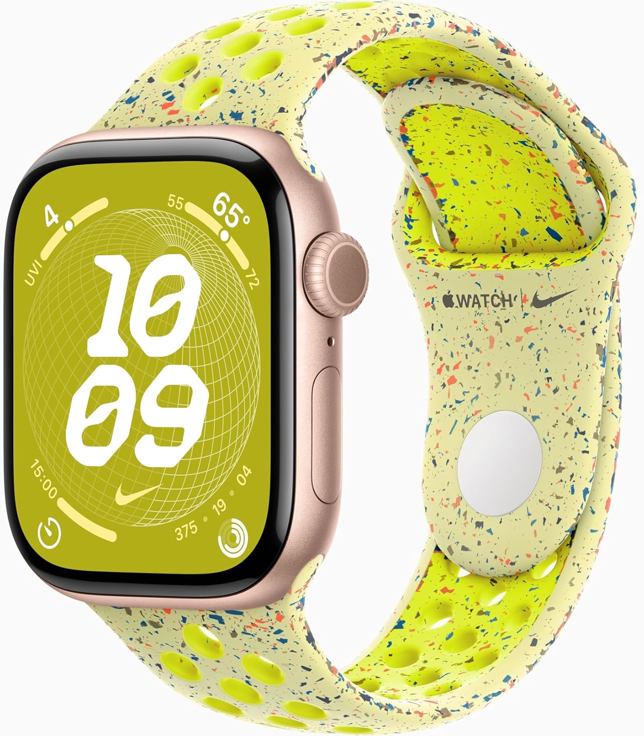 Apple Watch Series 10 [GPS, 42mm] - Rose Gold Aluminum Case with Volt Splash Nike Sport Band, S/M (Renewed)