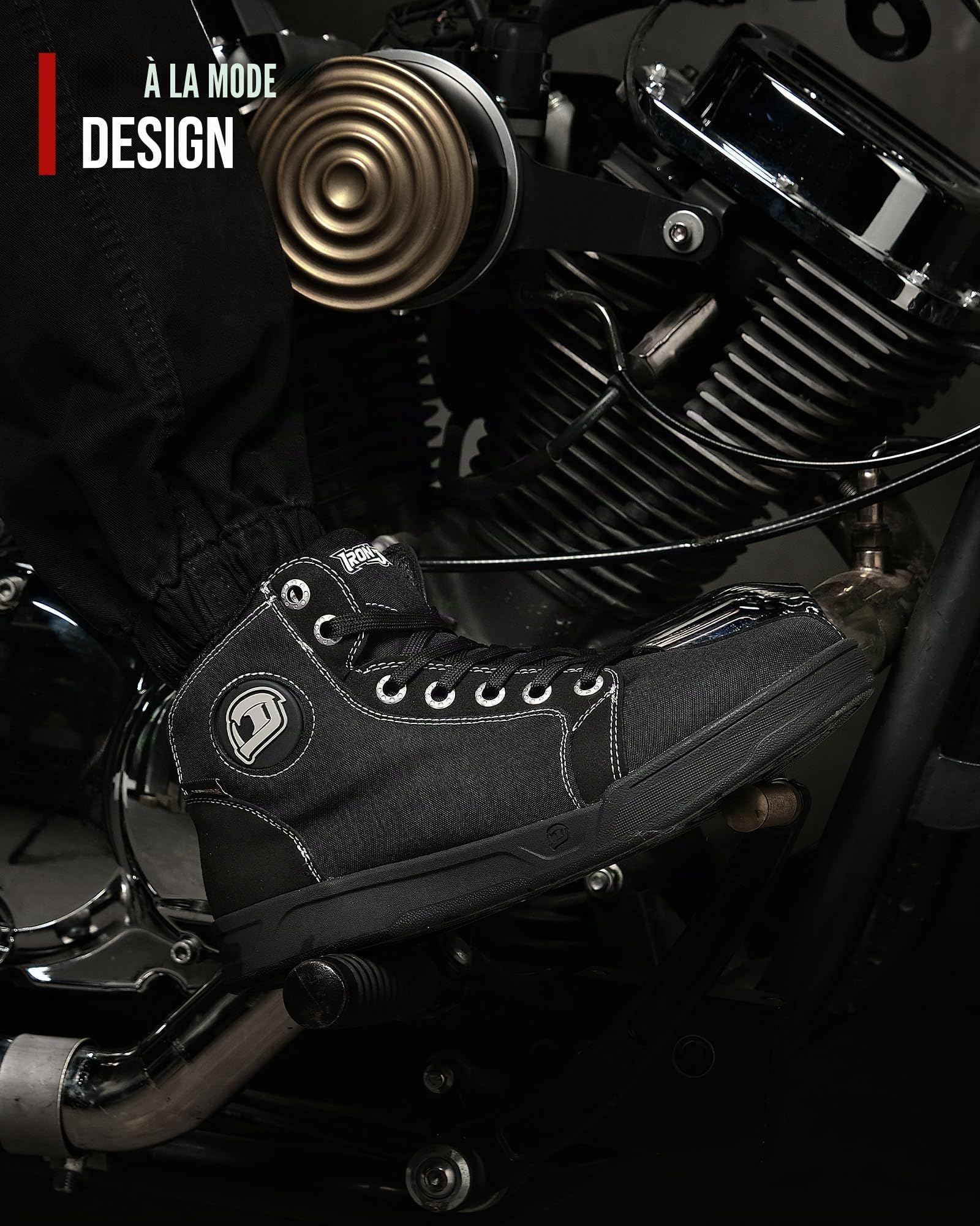 IRON JIA'S Chaussures Moto Hommes Femme Normes CE Bottes Moto Hommes | Décontractées Antidérapantes avec Support de Cheville Semelles Antidérapantes Adaptées à la Conduite de Moto