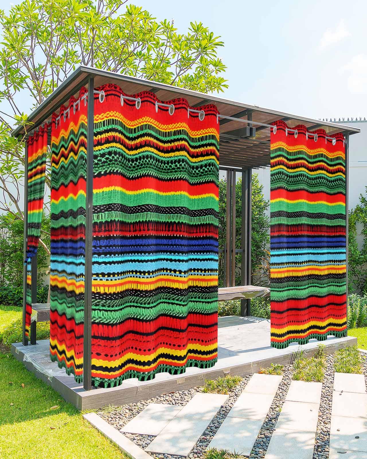 Amazon.com : Striped Outdoor Curtains for Patio Waterproof Mexican