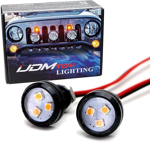 Miniatura 8 de iJDMTOY 2 unids xenón blanco 3-SMD proyector de alta potencia LED Eagle Eye Lights w/Back Bolt-On Tornillos para luces de estacionamiento, niebla
