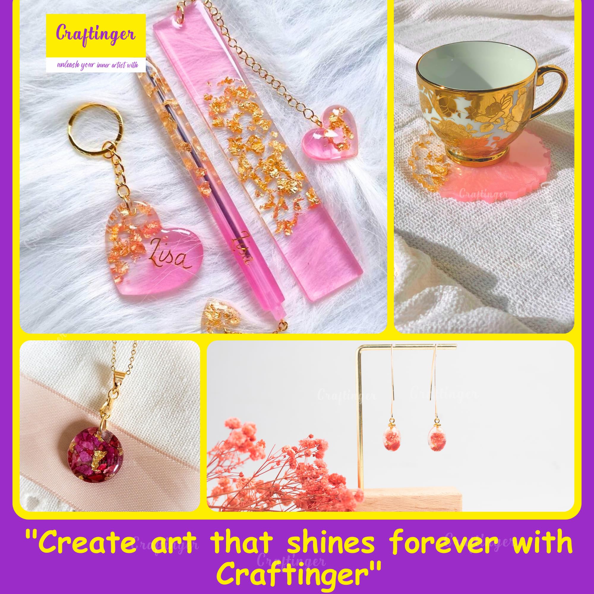 Craftinger Upgraded All in One Kit with 200gm Resin for Pendant Earring Keychain & Coaster, Multicolor 2