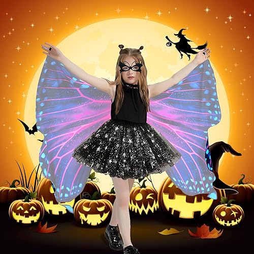 Miniatura 6 de Butterfly Costume Halloween Costumes for Girls Kids, Butterfly Wings Costume Cape Shawl for Girls Fairy Wing