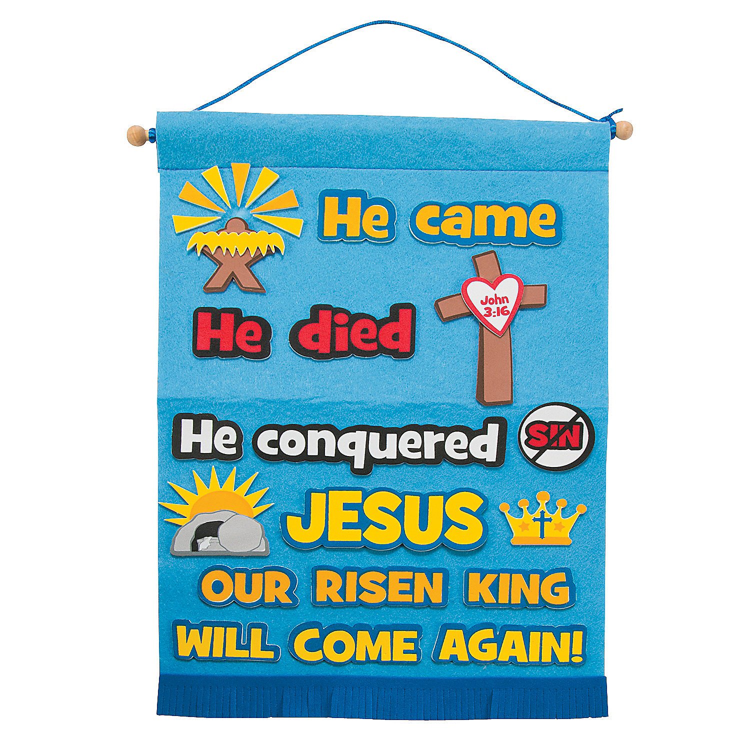 Fun Express Life of Christ Felt Sign Kit - Creative DIY Craft Kids Religious Educational Activity for Sunday School Home Projects & Holiday Fun Perfect for Family Bonding Spiritual Learning - 1 Piece