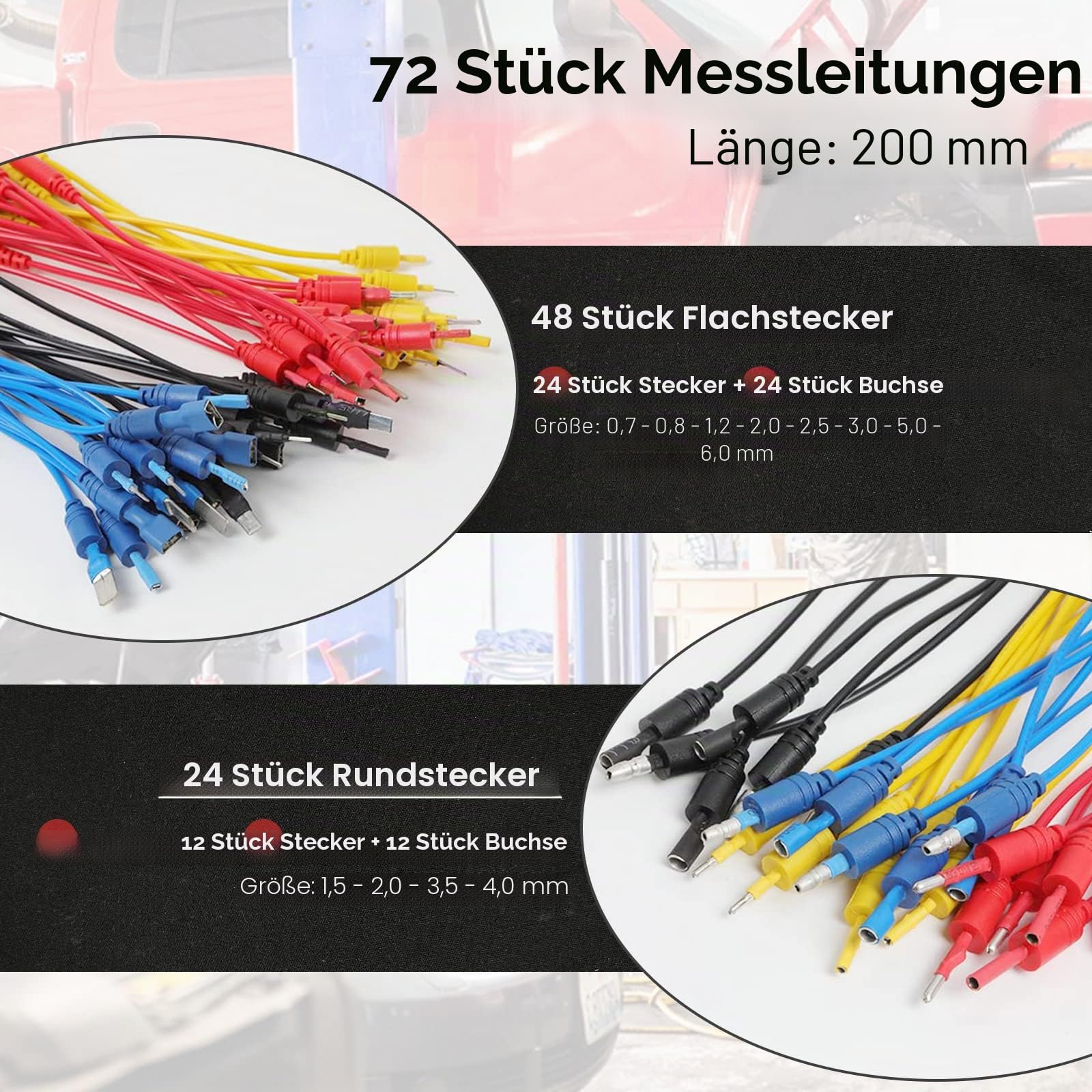 Messkabel für Multimeter, kfz Prüfkabel Set, Kethvoz Automotive Circuit Test Leads 92pcs Testkabelsatz mit Trage Tasche, Krokodilklemmen,Test Probes, SRS-Stecker 5KΩ Potentiometer
