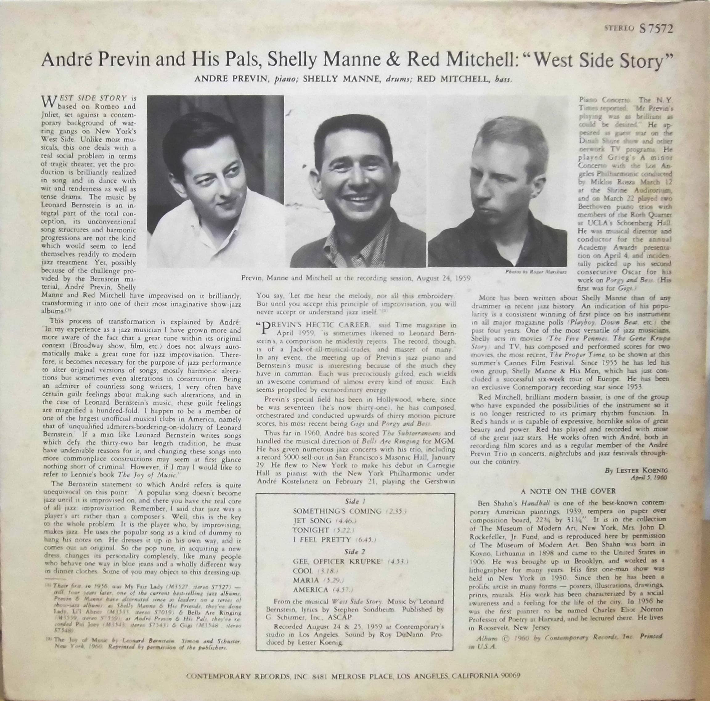 Amazon | WEST SIDE STORY : Andre Previn AND HIS PALS - Shelly