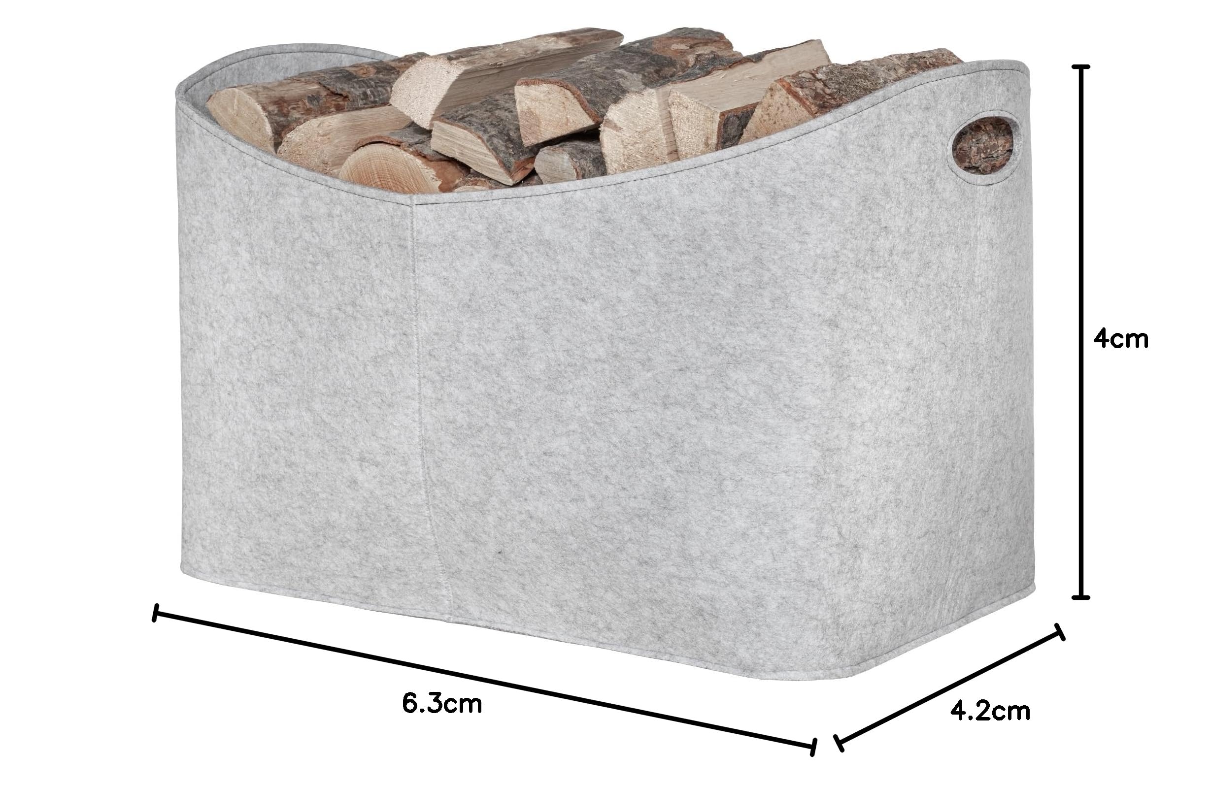 Rubberneck Borsa per tronchi in feltro XXL - Stoccaggio per legna da ardere, riviste, 63 x 40 x 42 cm (grigio)