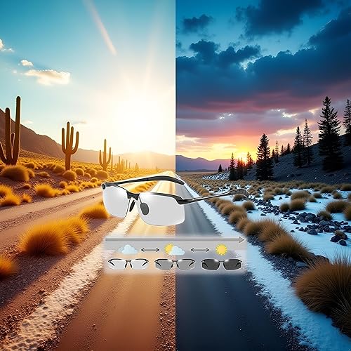 Miniatura 5 de Jowxsx Gafas de sol fotocrómicas polarizadas blanco-negro UV400 Gafas de sol deportivas Gafas de conducción de día y noche Gafas de sol ultraligeras