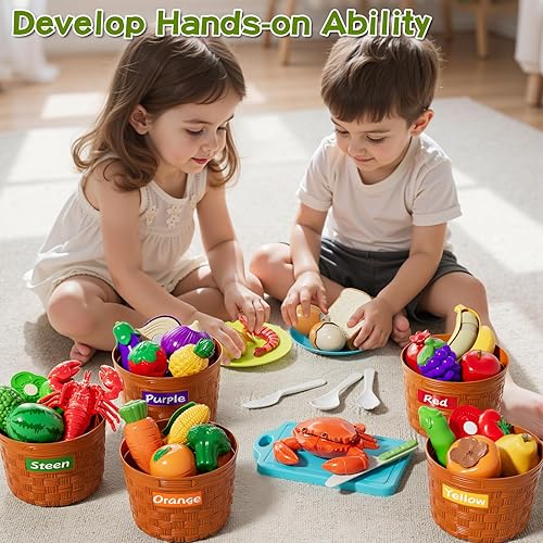 Miniatura 2 de Juego de alimentos para niños de cocina para niños pequeños de 3 a 5 años, clasificación de colores de alimentos para edades de 4 a 8 años, juguetes