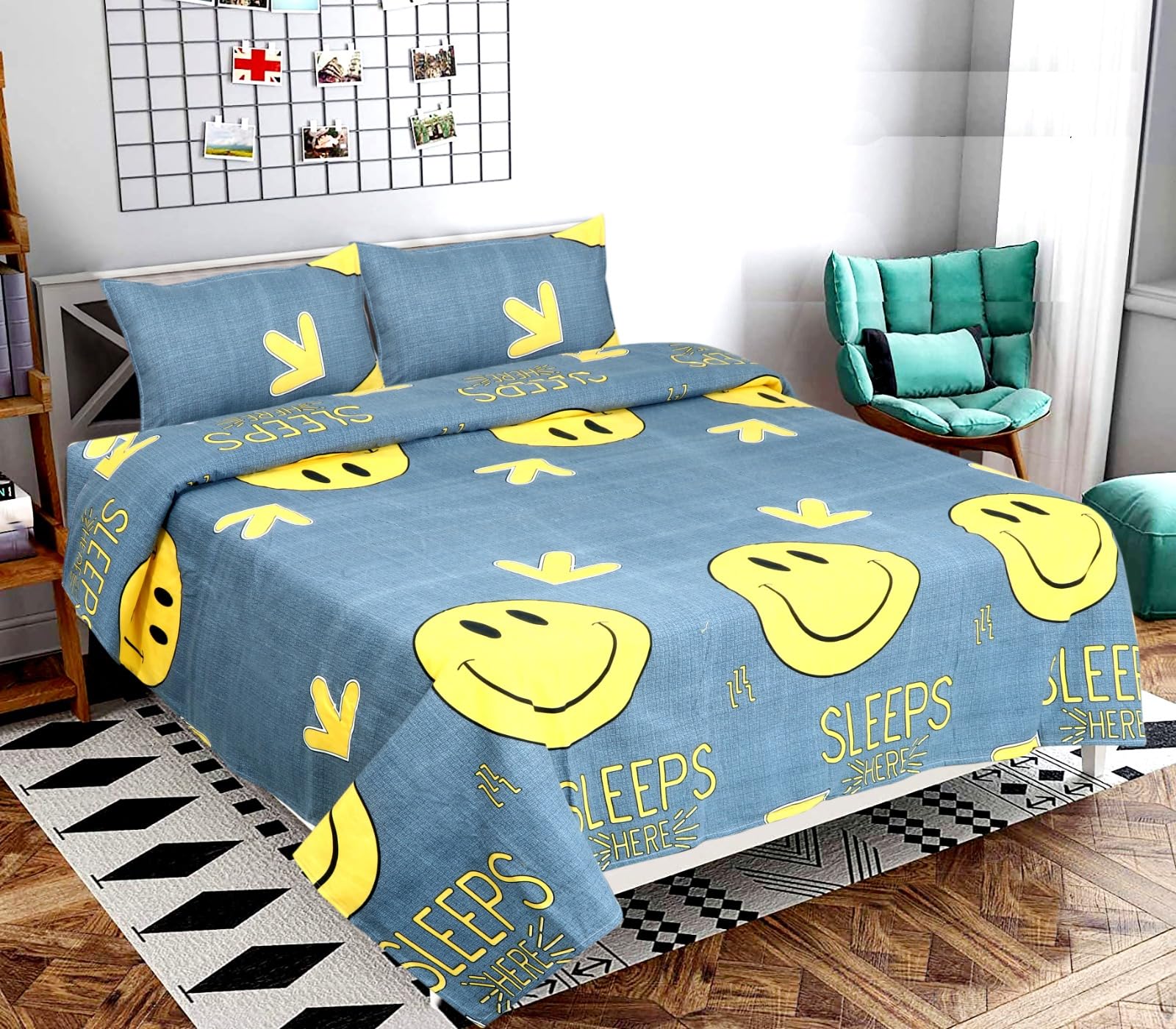 ViVAN : Era of Warmth & Comfort Floral Printed Microfiber Wrinklefree Super Soft 144 TC Bedsheet for Double Bed with 2 Pillow Covers | Breathable and Skin Friendly (220x228 cm, Grey & Yellow) (B0D2P5HPQ6) Amazon Price History, Amazon Price Tracker