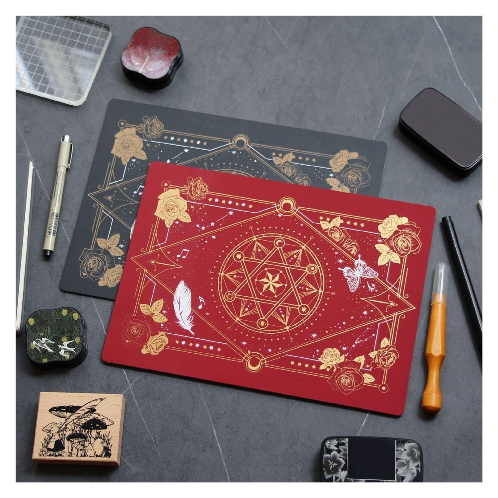 Self-Healing Cutting Mat Cutting Mat Craft Double Side Self Healing DIY Sewing Mats for Leather Engraving Board Card Quilting Scrapbooking Pad(Black Gold 44x30cm)