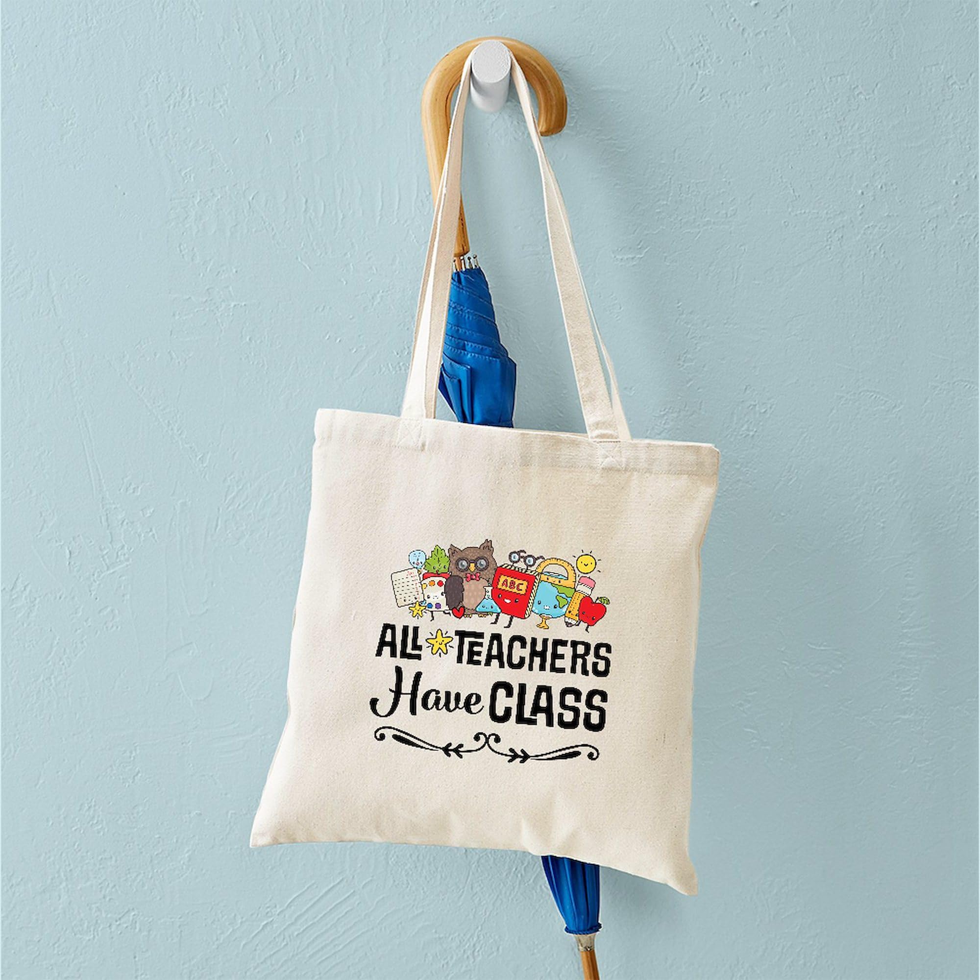 CafePress Teacher Tote Bag – Natural Canvas Reusable Shopping Bag With Fun Print