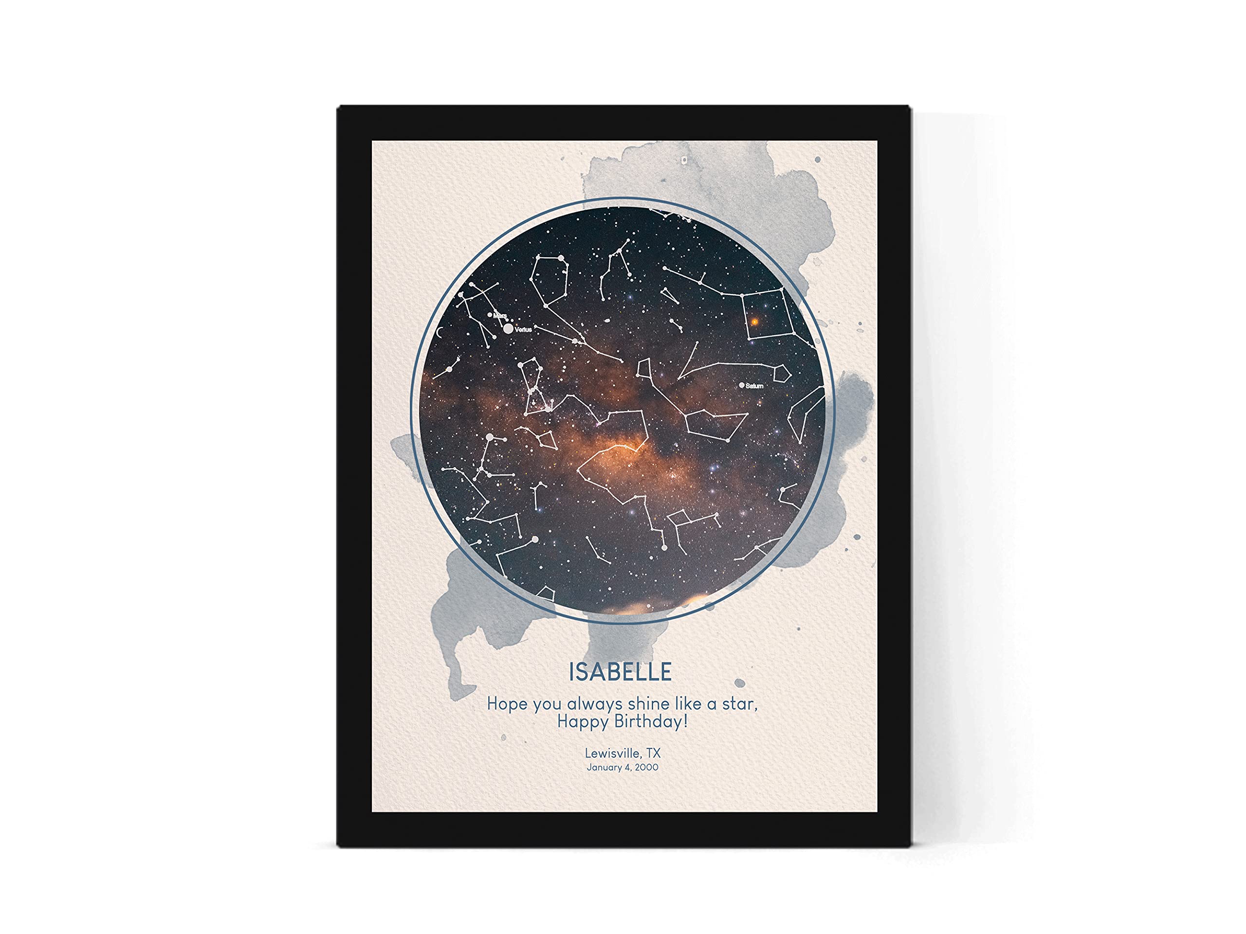 forefrontdesigns Personalised Star Map - Custom Star Map, The Night We Met, Stars on the Day You Were Born, Constellation Gifts, Name a Star Gift