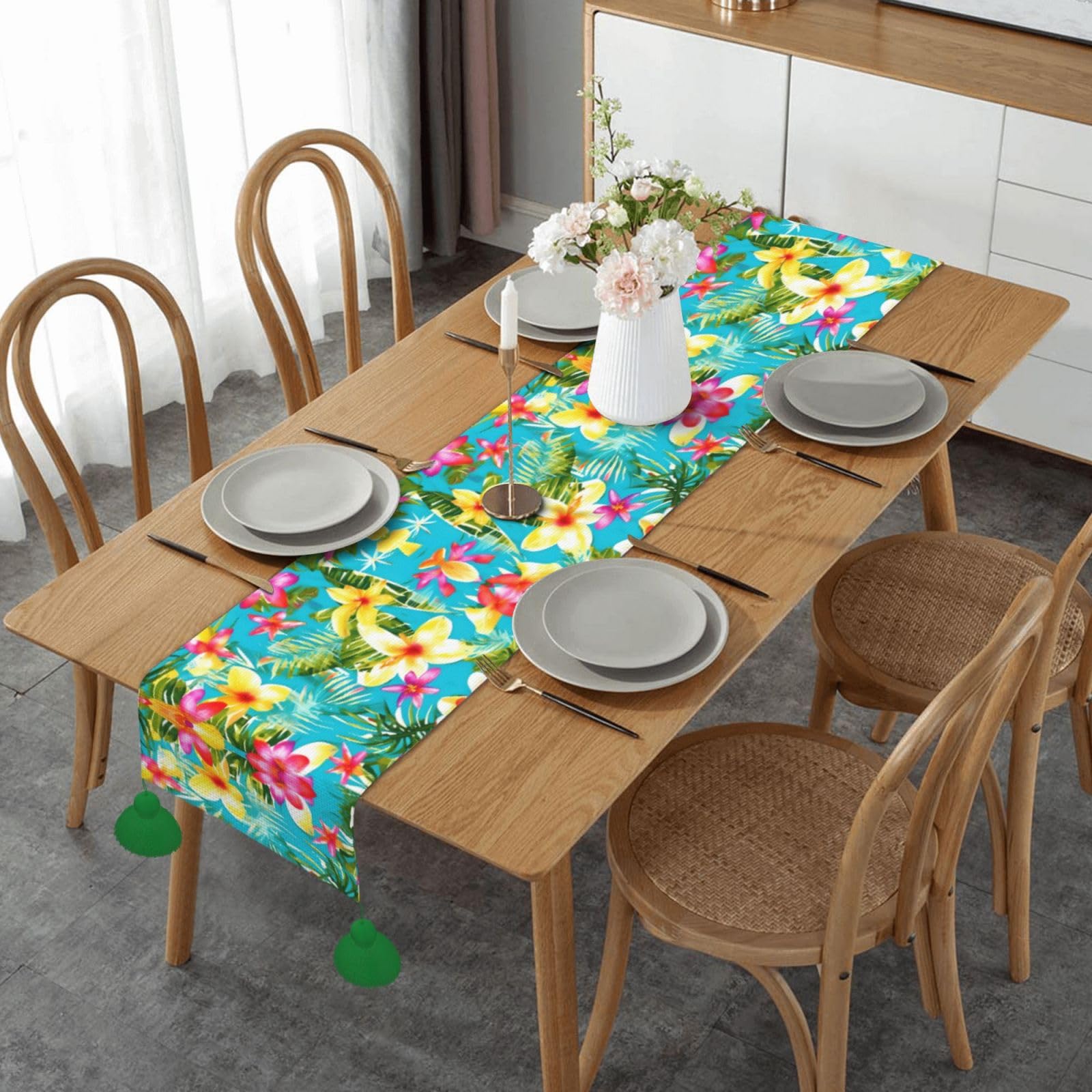 Chemin de table hawaïen anti-taches pour protéger et décorer votre table basse