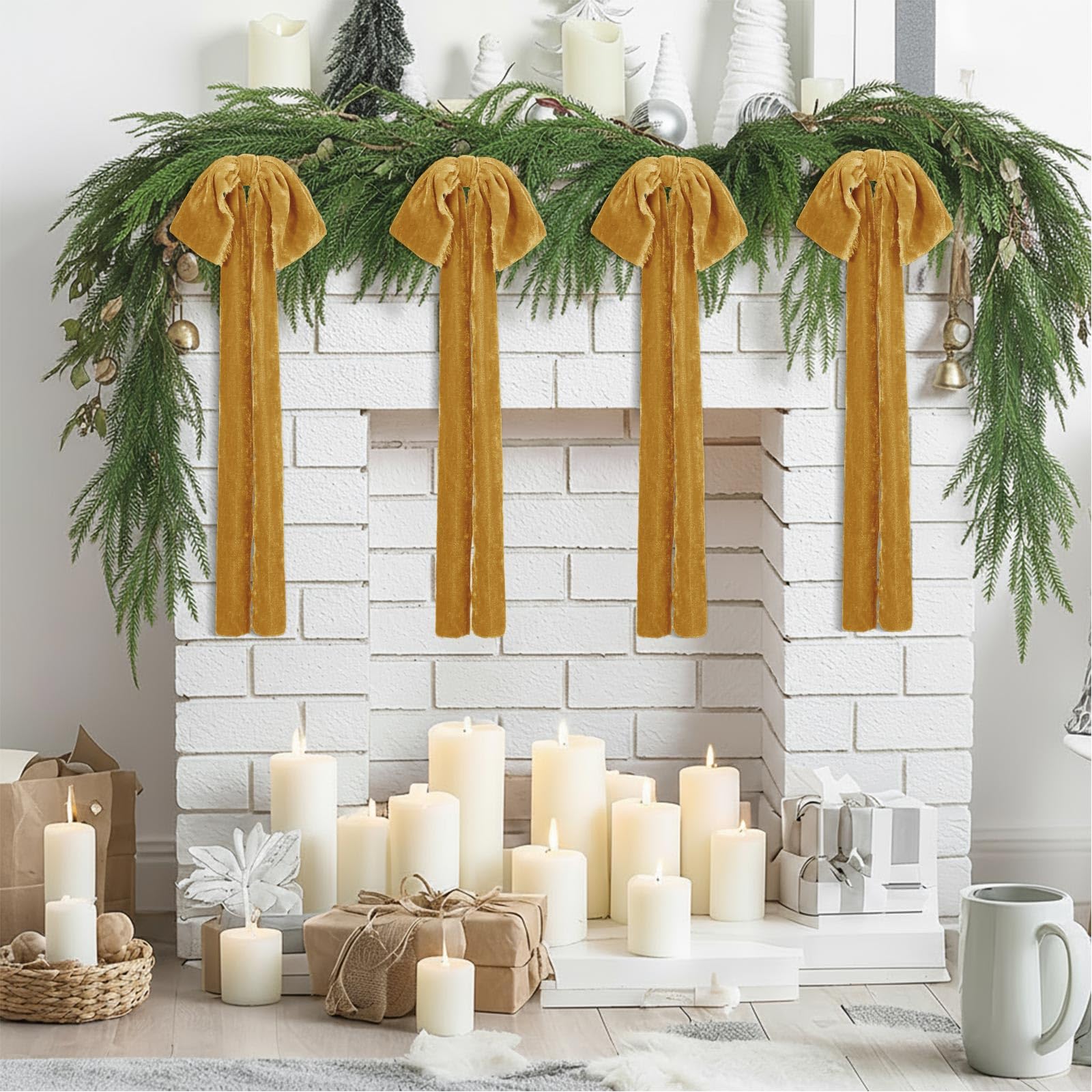 Snapklik.com : Daifunli 8 Pcs Extra Large Christmas Velvet Bows, 17.7 X ...