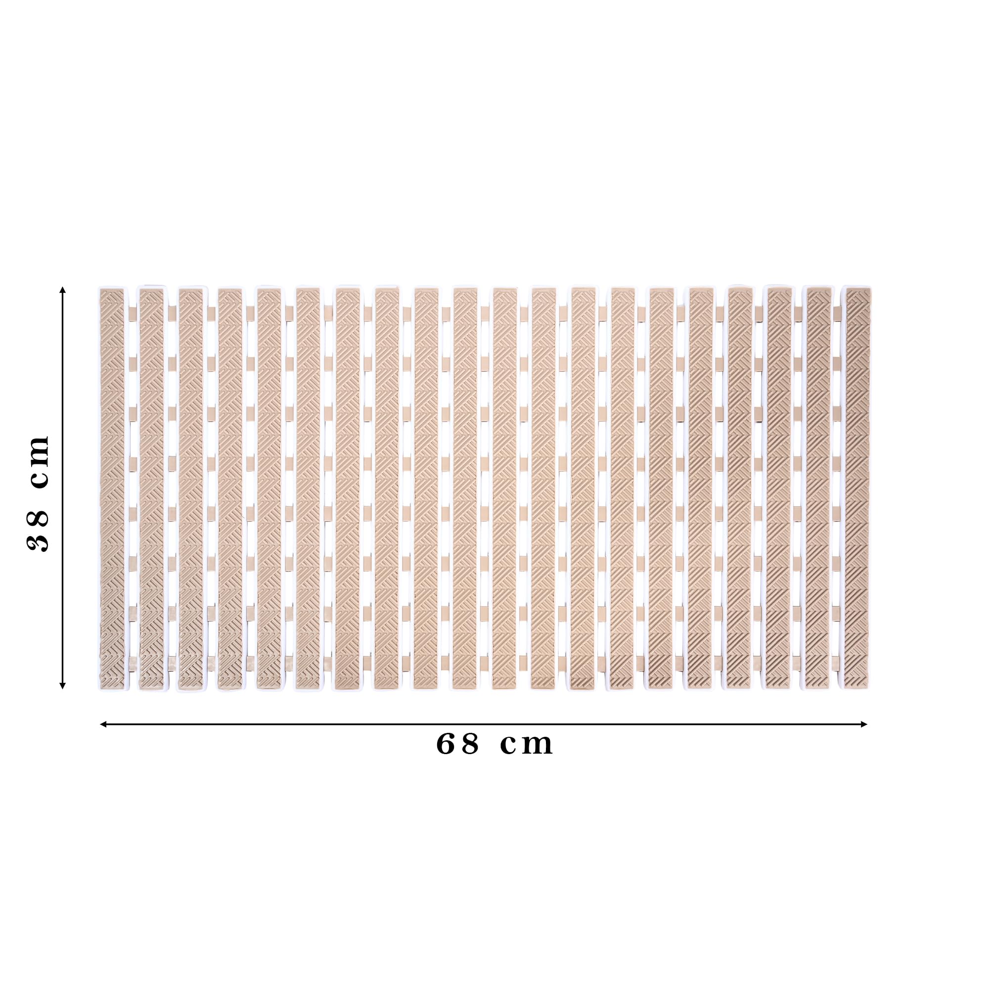 RichAxis Alfombrilla de Ducha Antideslizante para baño con ventosas y Agujeros de Drenaje para bañera (68 x 38 cm, Beige)