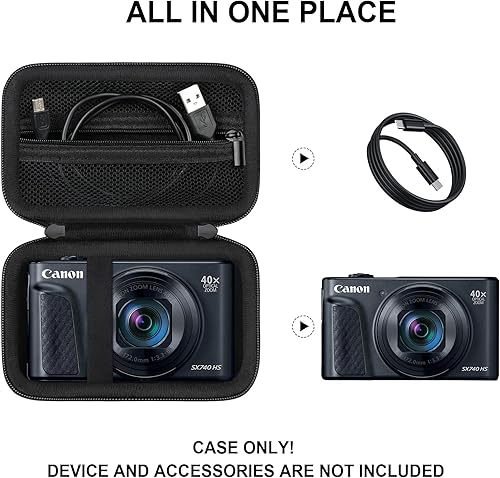 Miniatura 3 de Estuche rígido de transporte para cámara digital Canon PowerShot SX740SX730SX720SX620G7X, bolsa de almacenamiento protectora con bolsillo de malla