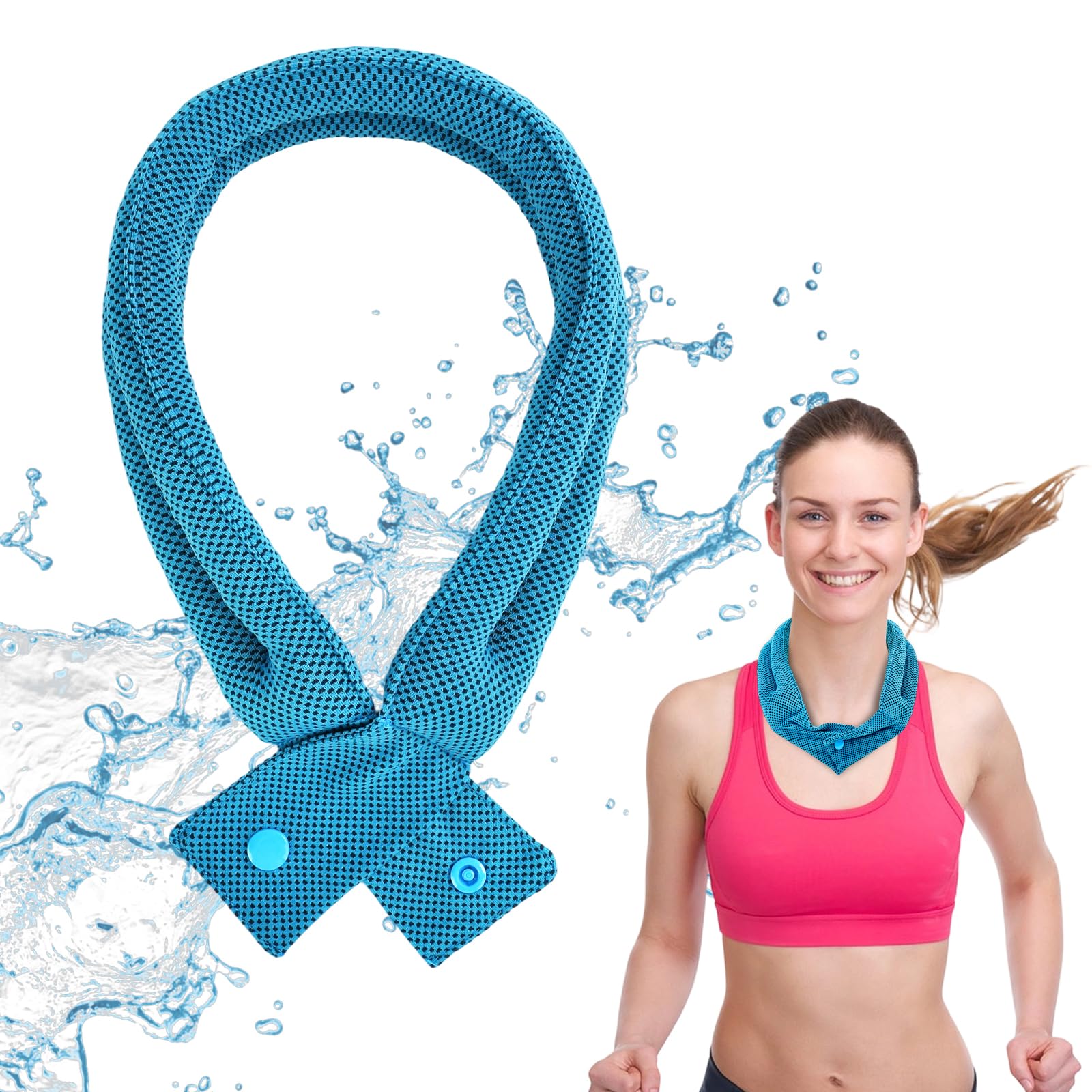 Bufanda Refrescante para el Cuello, Pañuelo Refrescantes Verano Deportiva, Foulard Refrescantes para el Calor Hombres y Mujeres, para Actividades en Interior y Exterior (Azul)
