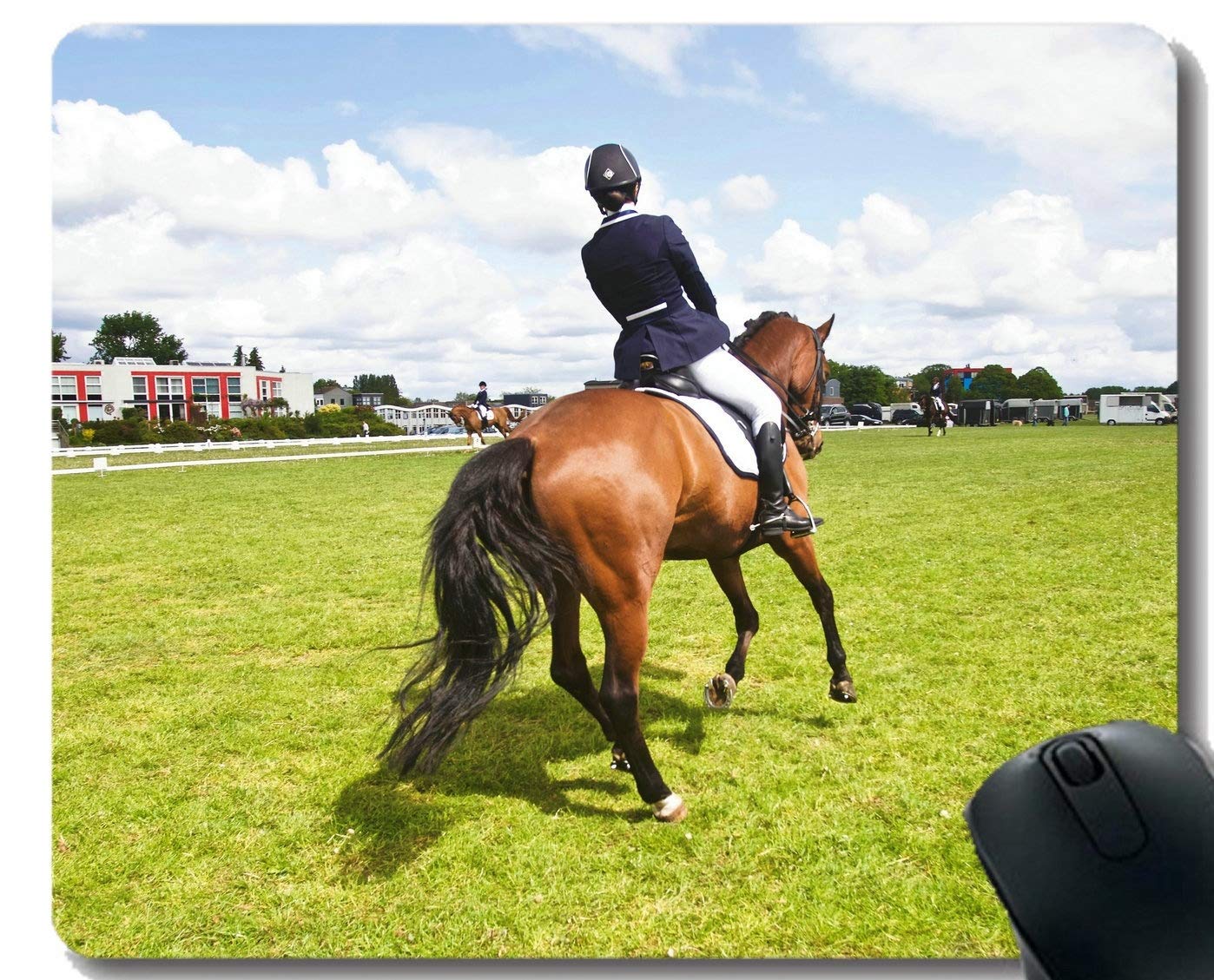 Customized Rubber Mousepad,Knight Jockey with Stitched Border