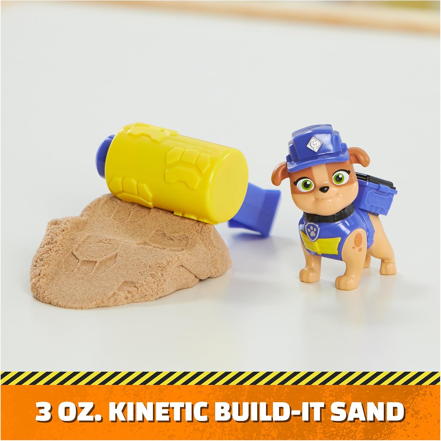 Rubble & Crew, Rubble and Mix Action Figures Set, with 3 oz of Kinetic Build-It Sand and 2 Hand Held Building Toys, Kids Toys for Ages 3 and up
