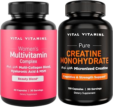 Vital Vitamins Womens Multivitamins 60 ct + Creatine Capsules 120 ct