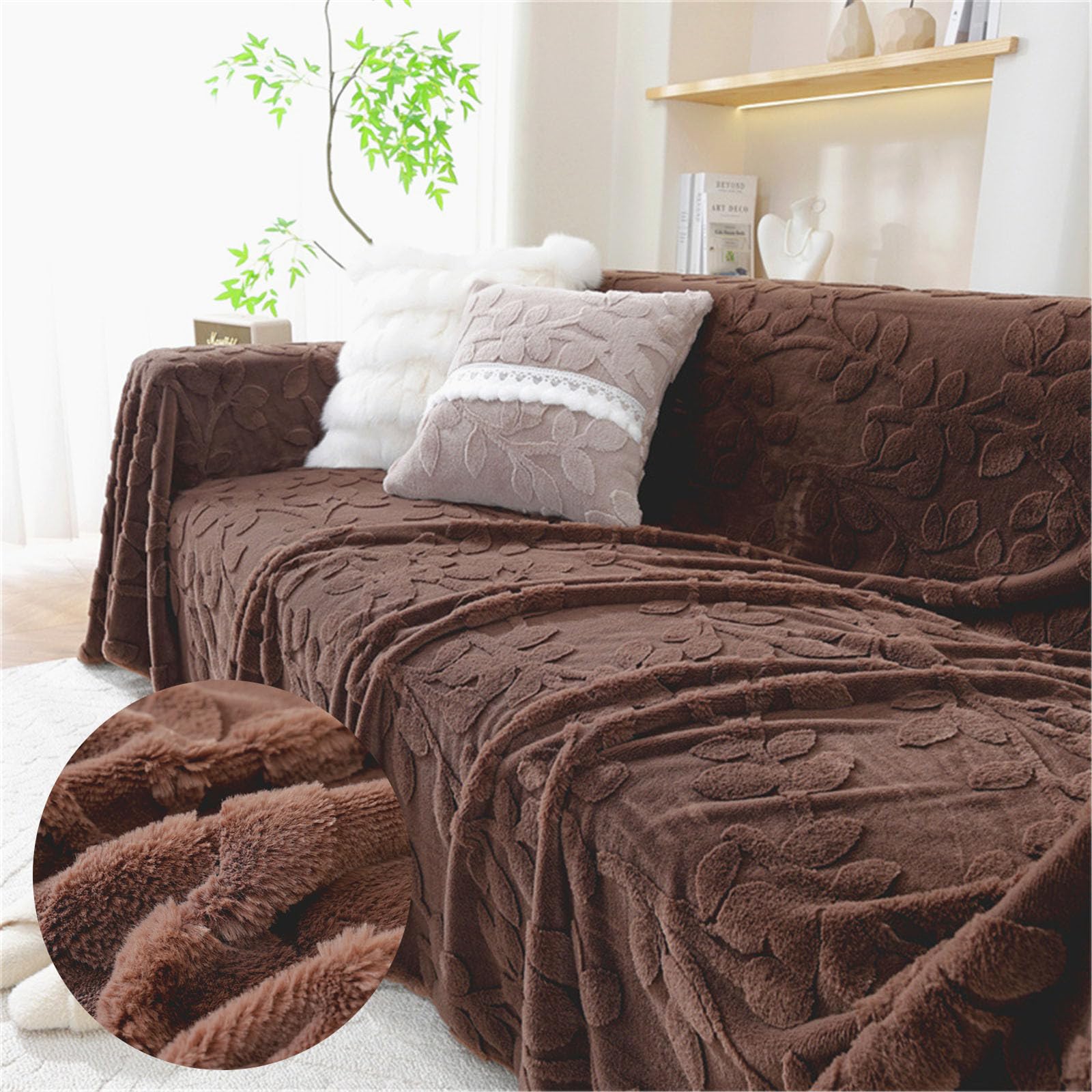 FANSU Warm Sofa Throws Large 1/2/3/4 Seater Winter Extra Large Throws for Settees, Versatile Soft Plush Throw Blanket for Chair Settees Couch Armchair Sofa Bed (180x280cm,Brown)
