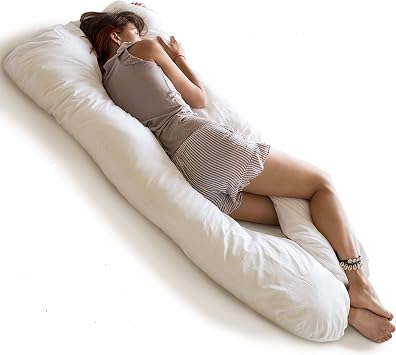 MINICAMP Organic U Shaped Body Pillow for Adults - Pregnancy Support Pillow with GOTS Certified Cotton Cover and Hypoallergenic Filling - Maternity Cuddle Cushion for Cool Comfort Sleep