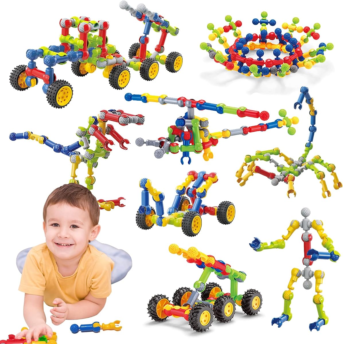 Kids STEM Building Toys for 3 4 5 6 7 8+ Year Old Boys Girls Birthday Gifts | 110 Pcs Building Blocks STEM Kits, Learning Boy Toys Age 3-5 4-6 6-8, Classroom Educational Creative Construction Engineering