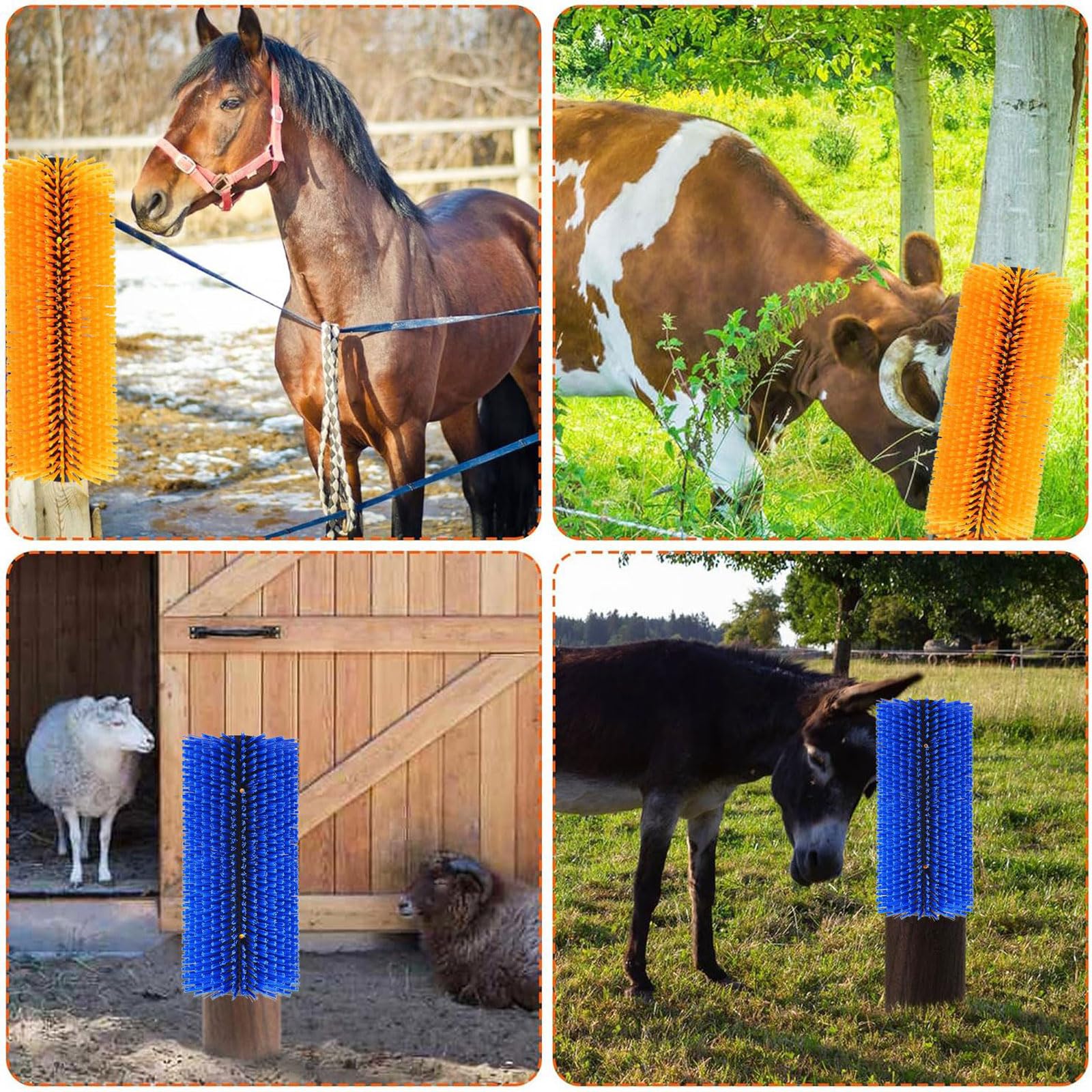 cepillo de masaje de animales de ganado ,2 cepillos de ganado,semicírculo ,Masaje y peinado ,Alivia El Picor De Espalda ,con tornillo ,Resistentes y Fáciles de Instalar,para caballo,mula,bu
