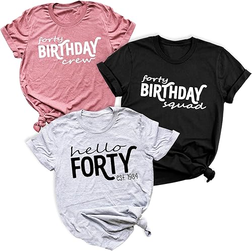 Hello Forty Women's Men's 40th Birthday Party Shirt, Hello Forty Outfit, 40 Bday T-Shirt, 40th Birthday Gifts For Women, EST 1985 Birthday Gift