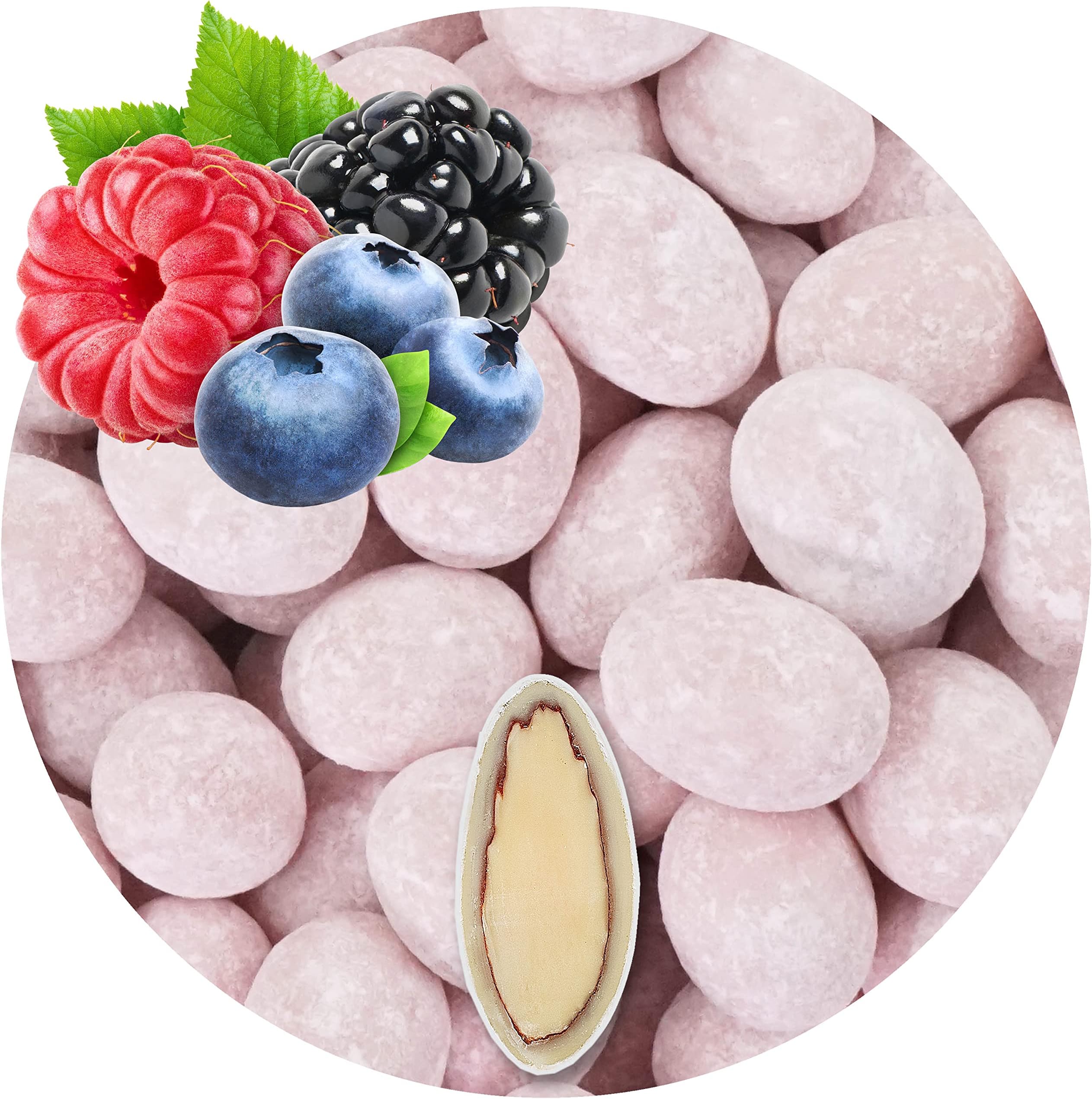 EinsSein Chocolate Almonds Tartufini Yogurt & Wild Berries light pink matt 400g | 60 pieces Sugar Candy Coated Jordan Almond | Dragees for Weddings Baptism & Party Favors (Gift Box Fillers)