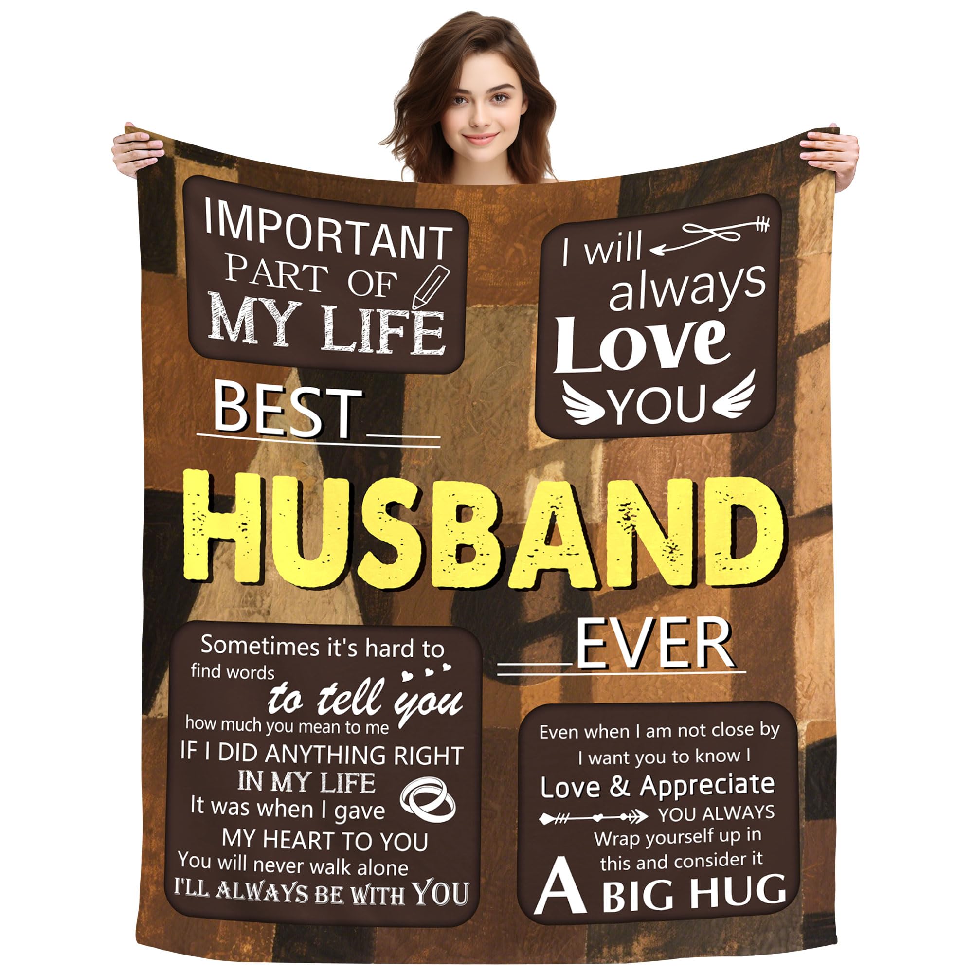 ACAROMAY Best Husband Ever Gift Appreciation Throw Blanket Presents for Sweetheart Fathers Day Christmas Birthday Gift Decoration Home Soft Flannel Blanket 150x130cm (Husband)