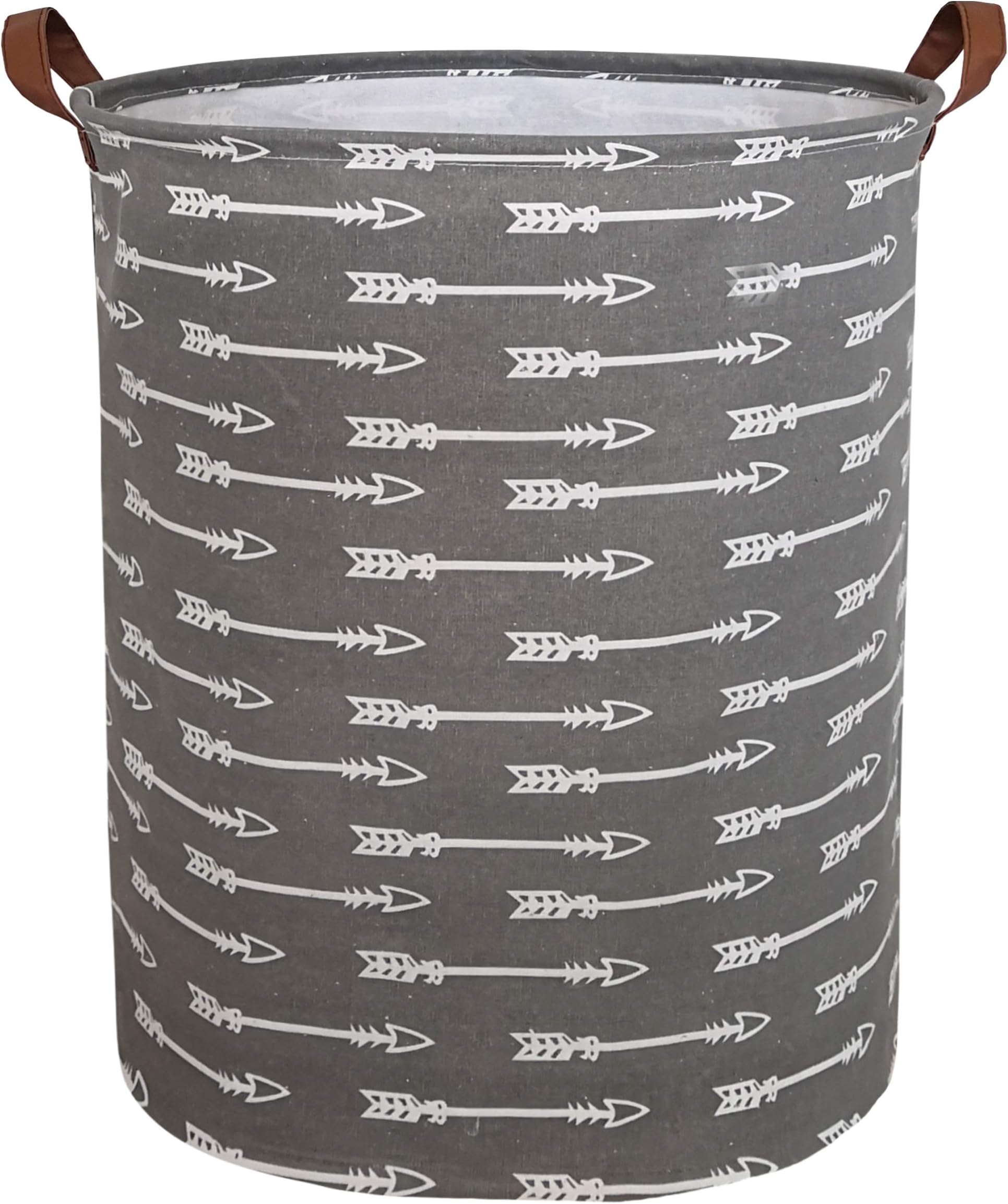 CLOCOR Collapsible Round Storage Bin /Large Storage Basket/Clothes Laundry Hamper/Toy Storage Bin (Grey arrows)