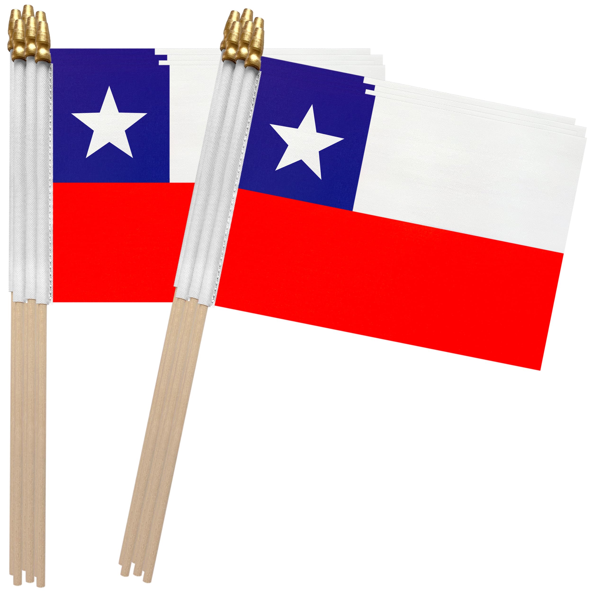 TSMD Chile Stick Flag Chilean Small Mini Hand Held Flags,5x8 Inch,12 Pack