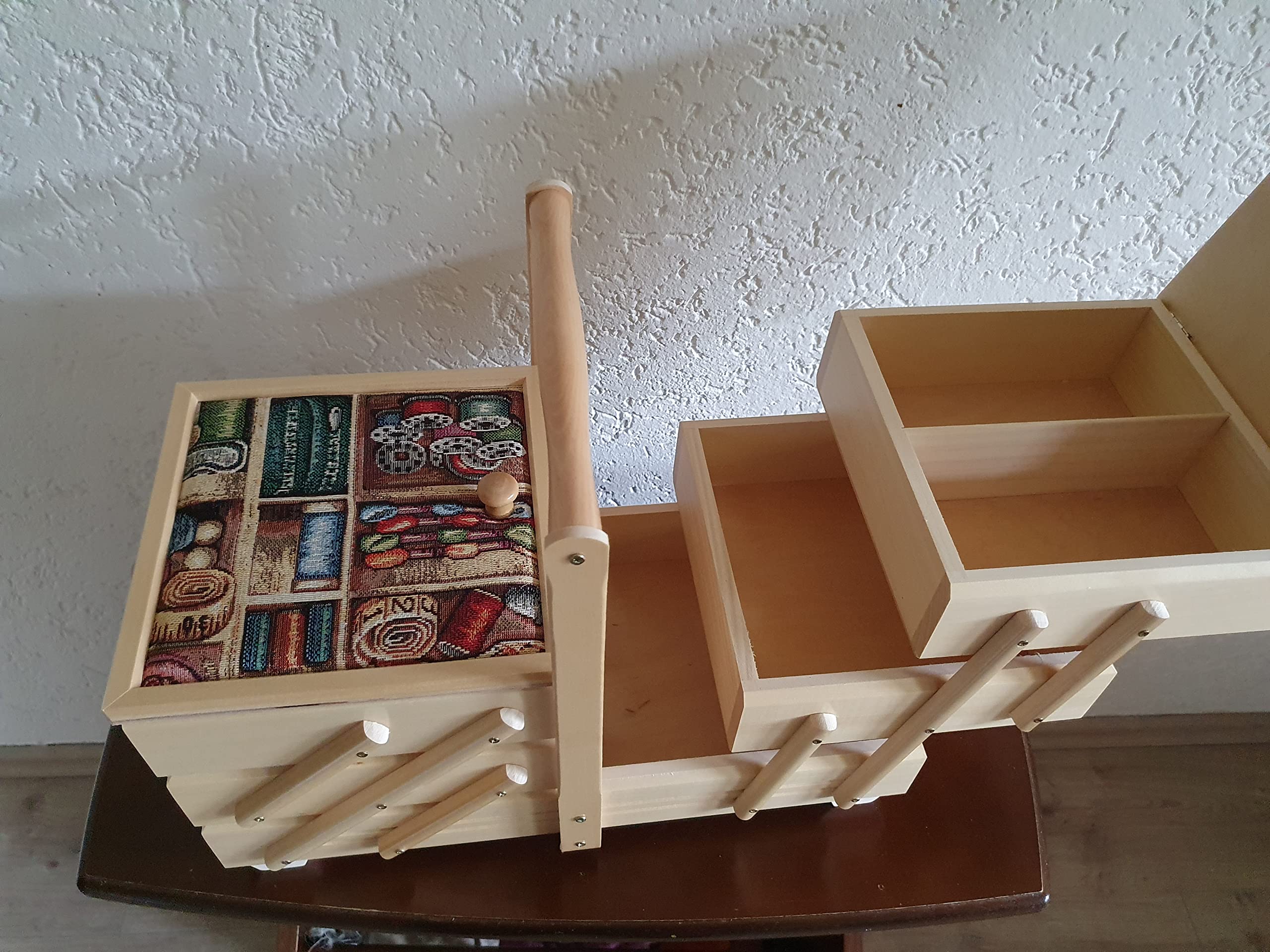 2-teiliger Nähkorb XL Mit Punkte-Design - Nähkasten Mit Metallhenkel