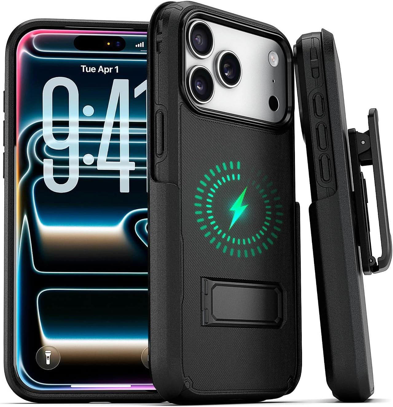 MOTIVE for iPhone 17 Pro Max Case with Belt Clip, Rugged Dual-Layer, Shockproof 17 iPhone Pro Max Holster case Belt Clip, Slim Wireless Charging Compatible, Durable Kickstand, 6.9” | Ranger v2 Series