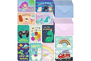 Colorful Kids Birthday Card Assortment in Bulk (36 Pack)