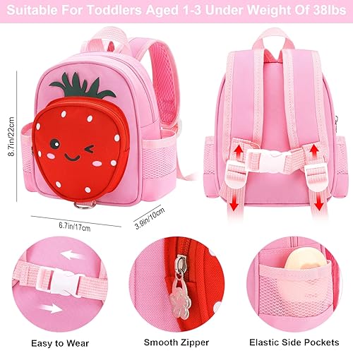 Miniatura 2 de Accmor - Mochila para niños pequeños con correa, mini mochilas 4 en 1 para niños con eslabón de muñeca antipérdida, bonita bolsa de arnés para niños