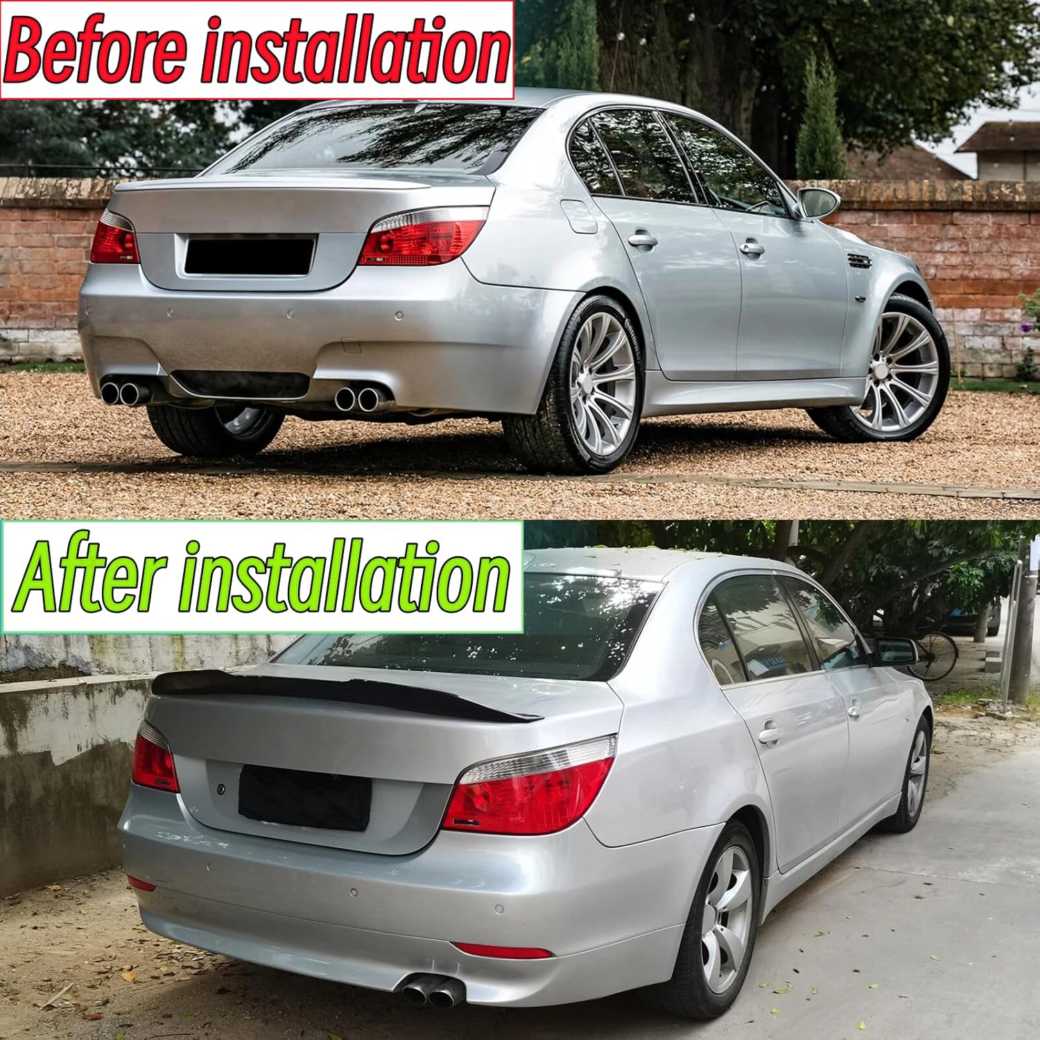 STSEV01 Rear Spoiler Wing Compatible with BMW 5 Series E60 2004-2010 525i/ 528i/ 530i/ 535i/ 550i/ M5, Glossy Black Sporty PSM Style DeckLid Lip Exterior Accessories