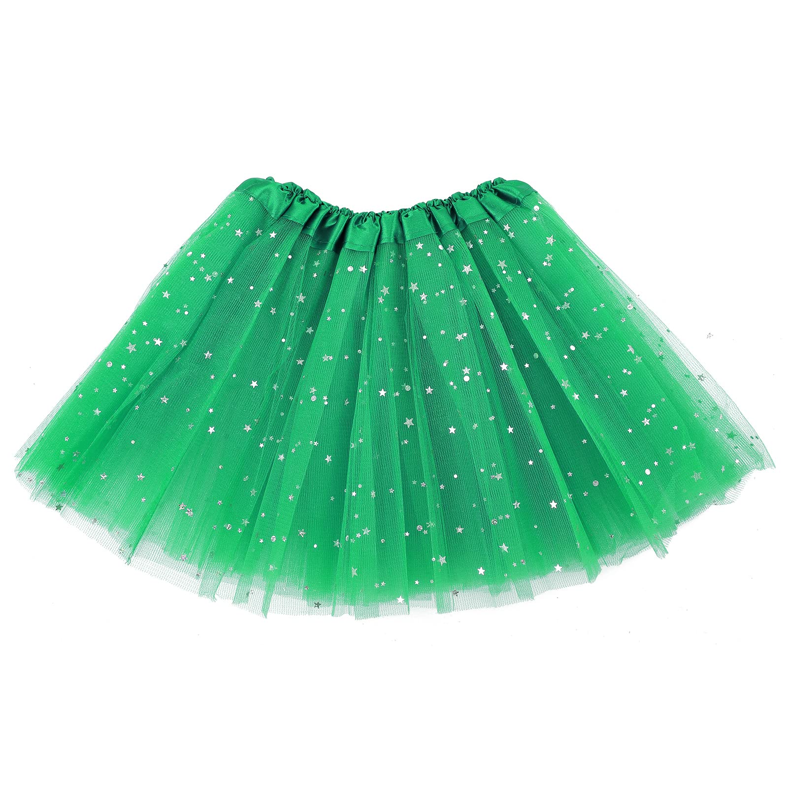 SibbaSparkle Tutu Skirt Ballet Dance Skorts 3 Layered Tulle Sequin Star Role-Playing Birthday Princess Party Girls