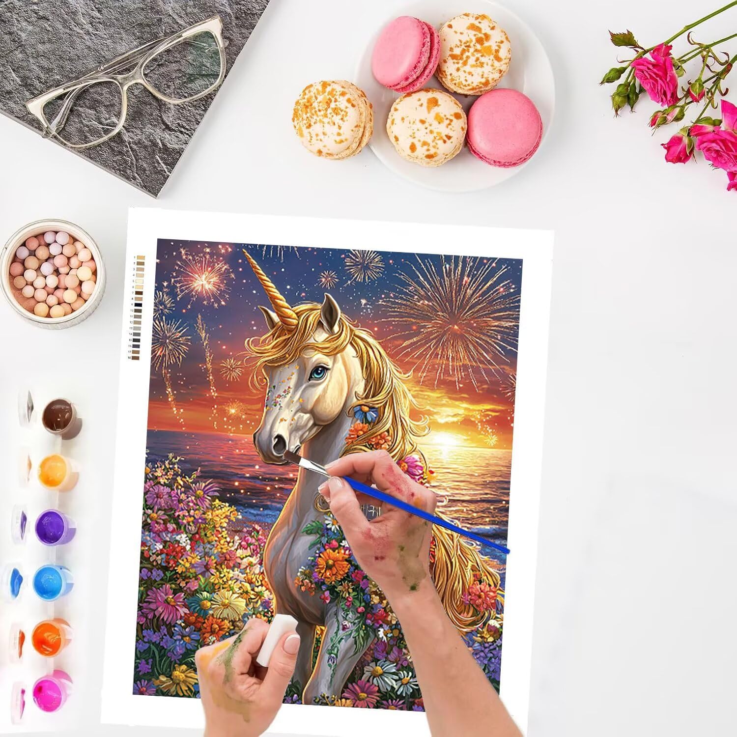 WEISHIWE Dipingere con i Numeri Adulti Unicorno, 80x100cm s-209 | Paint by Numbers Kit con Pennelli e Acrilico Pigmento, Fai da te Olio La Pittura di Numeri Kit, Decora la Casa, senza Cornice